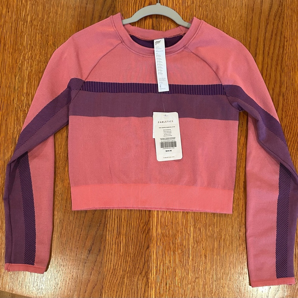 Fabletics Tory Cropped Seamless Long Sleeve Top - Size L